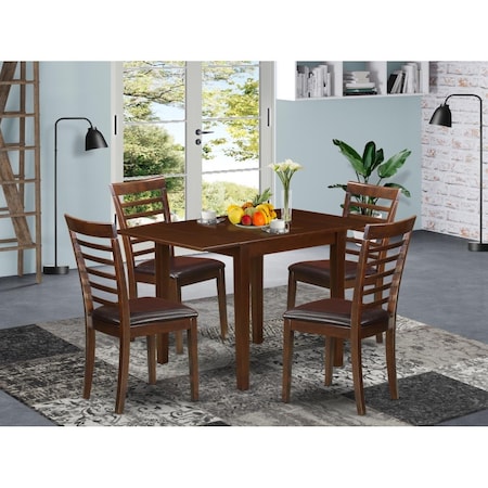 East West Furniture 5 Piece Norden Modern Dining Table Set - Mahogany NDML5-MAH-LC